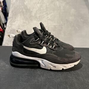 Nike Air Max 270 React Shoes Womens 7.5 Black White Sneakers Suede AT6174-004